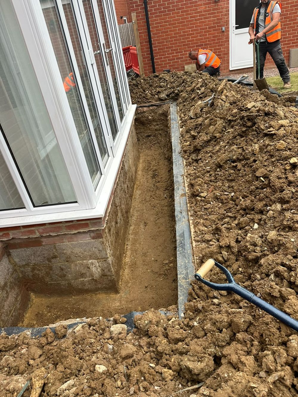 Excavation and groundworks to a new building extension