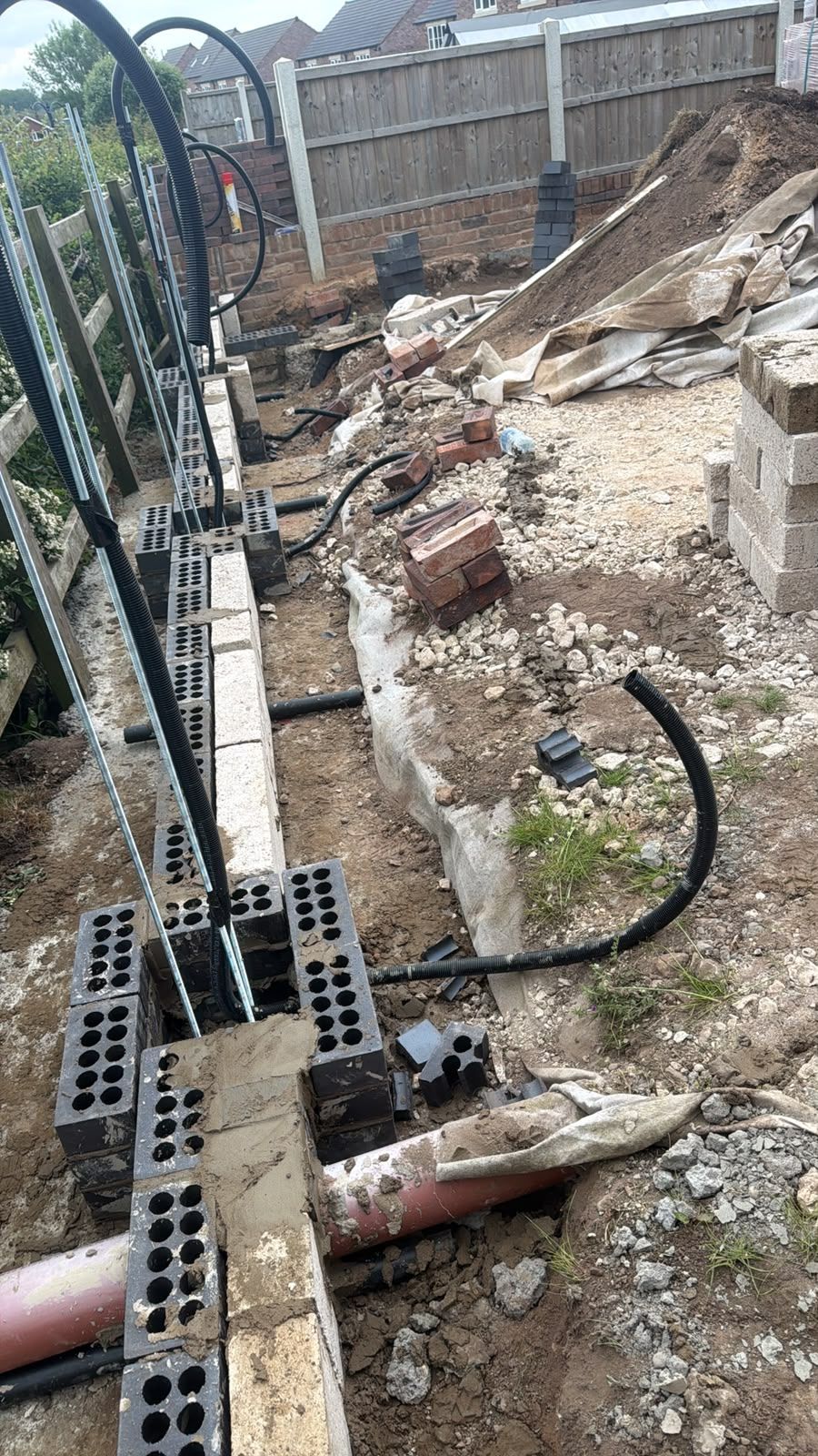 Soakaway attenuation crates installed with connecting pipework