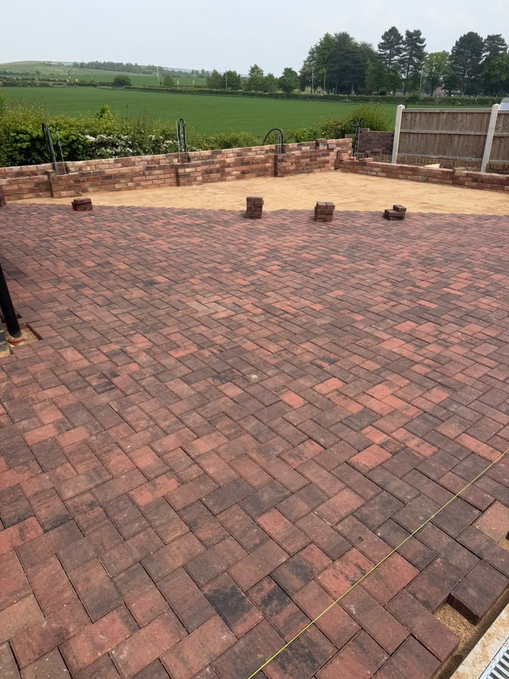 Herringbone block paving to a finished driveway