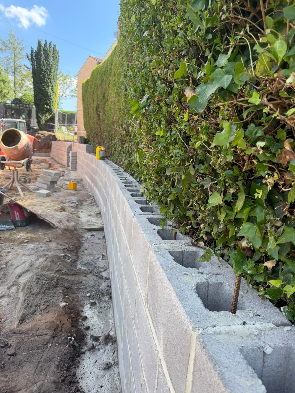 Kerb line and gravel margin with drainage channel